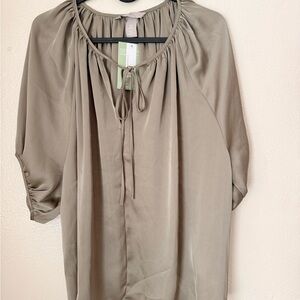 H&M Olive Green Peasant Blouse